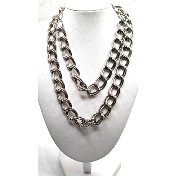Chunky Silver-Tone Chain Link Necklace - Picture 1 of 2